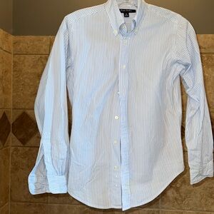 Brooks brothers button down.  Medium.  Blue/white.